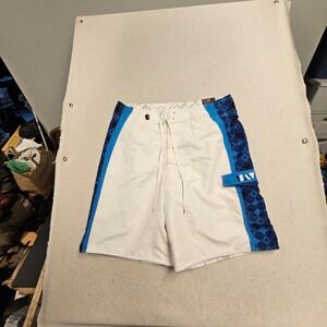 Tony Hawk Men Board Shorts Blue White Heart Print Swim Trunks Size 36 THY19B1003